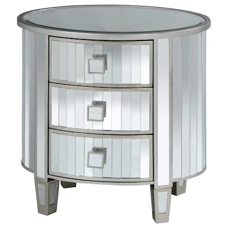 3 Drawer Oval Mirrored Cabinet